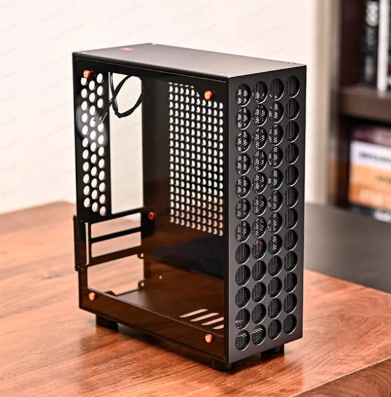 V9 Captain All-Aluminum Small Chassis – Supports Dual-Slot Half-Height PCI, Aluminum Side with Glass Panel
