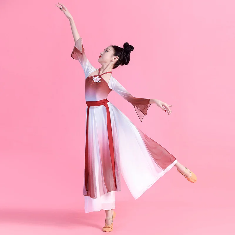 Vêtements de performance de danse classique pour enfants, vêtements élégants pour filles, vêtements de danse Alberoiserie, performance d'éventail