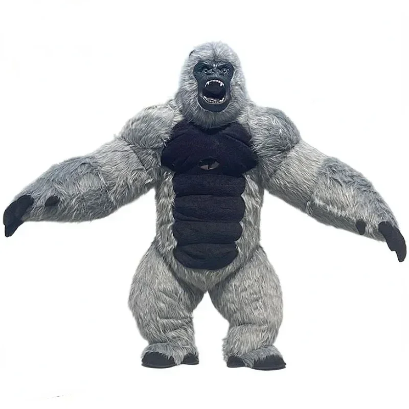 الحياة الحقيقية نفخ الغوريلا زي التميمة العملاق فروي الدعاوى تأثيري فستان بتصميم حالم لأحداث حفلة عيد الهالوين عيد الميلاد