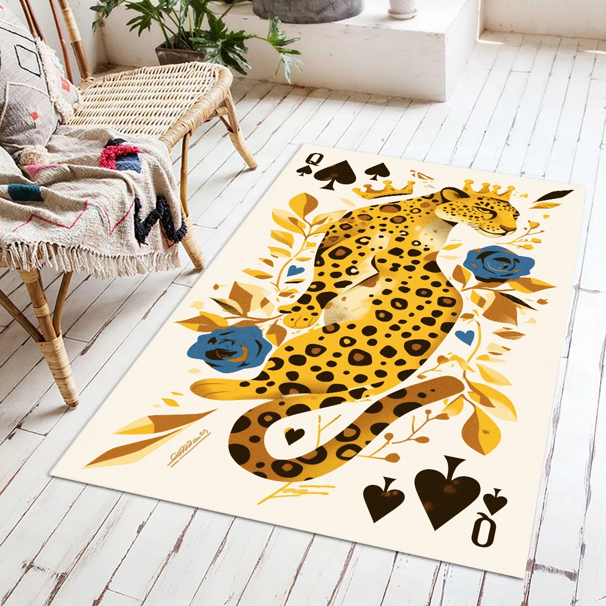 Poker Animal Pattern Carpets for Living Room Large Size Tiger Decoration Game Carpet Home Parlor Mat Bedroom Fluffy Non-slip Rug