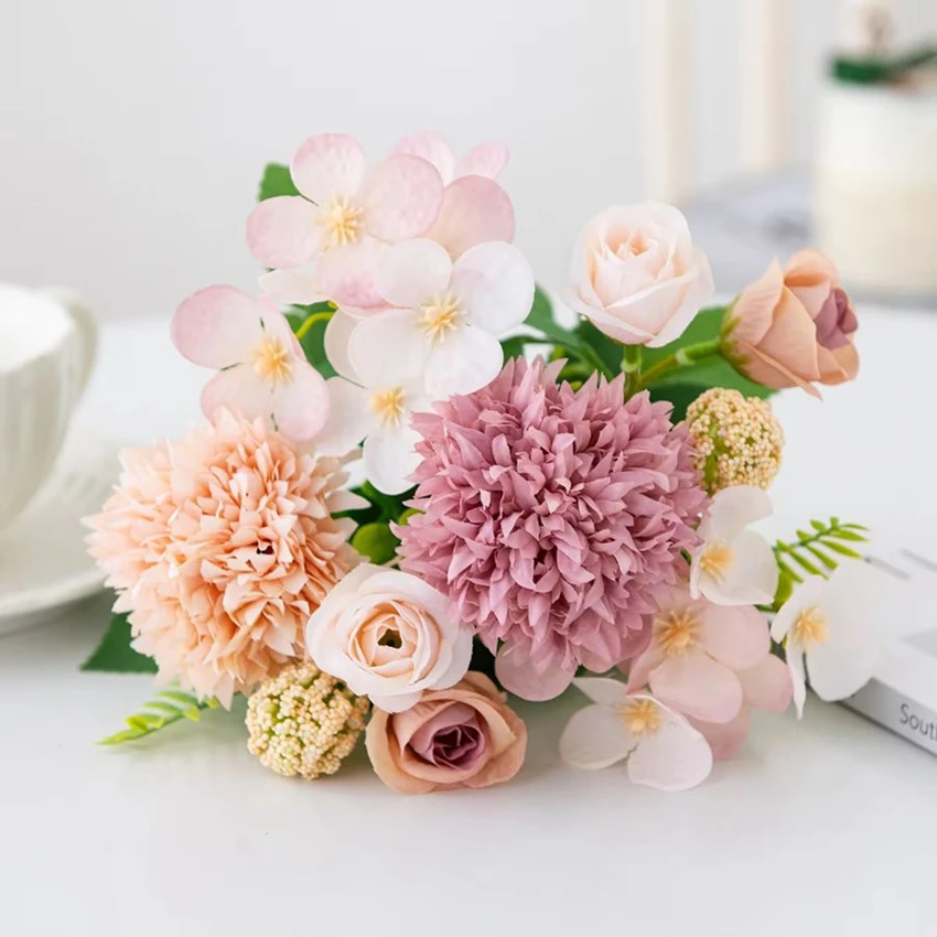 Artificial Flowers Rose chrysanthemum Silk For Wedding Home vase Festival Wreath garden party Diy gift Decorati Photography prop