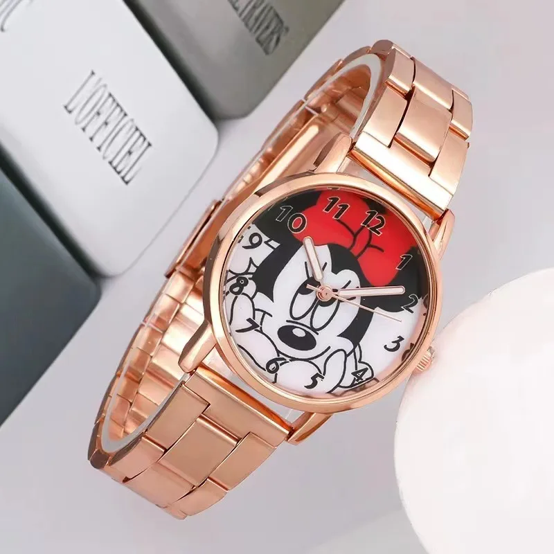 Kawaii Disney Mickey Mouse Cartoon Sports Steel Strip Quartz Watch Adjustable Watch Ladies Watch Clock Wrist Relogio Feminino