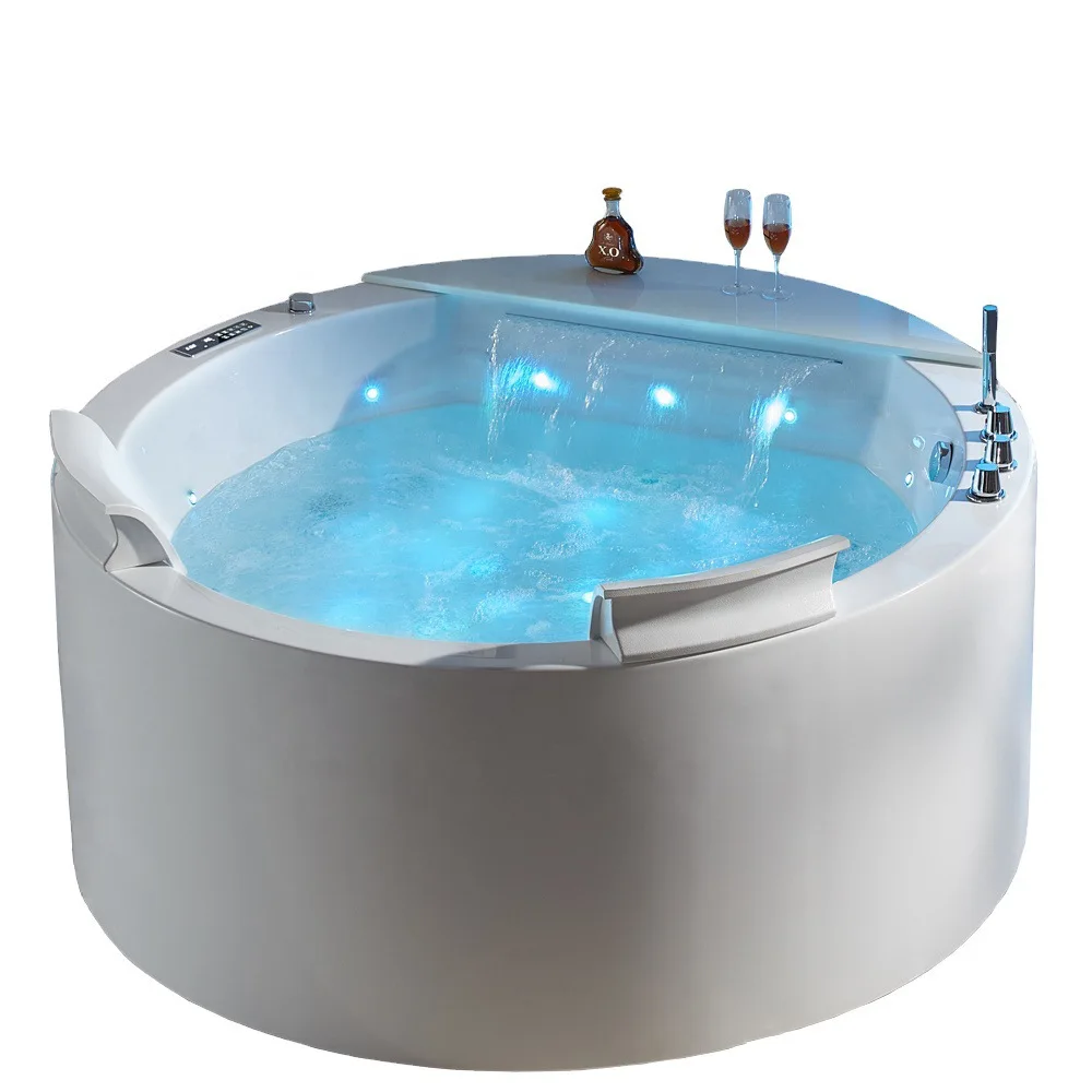 

Round Freestanding Bathtub, Aowo Brand Jacuzzi, Ring Light With Waterfall Outlet Bath Tub 1.5 Meters