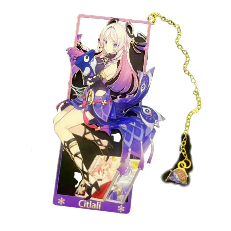 Genshin Impact Mihoyo Tartaglia Raiden Shogun, périphériques de jeu, marque-page creux en métal, produits de jouets bidimensionnels pour enfants, 2025