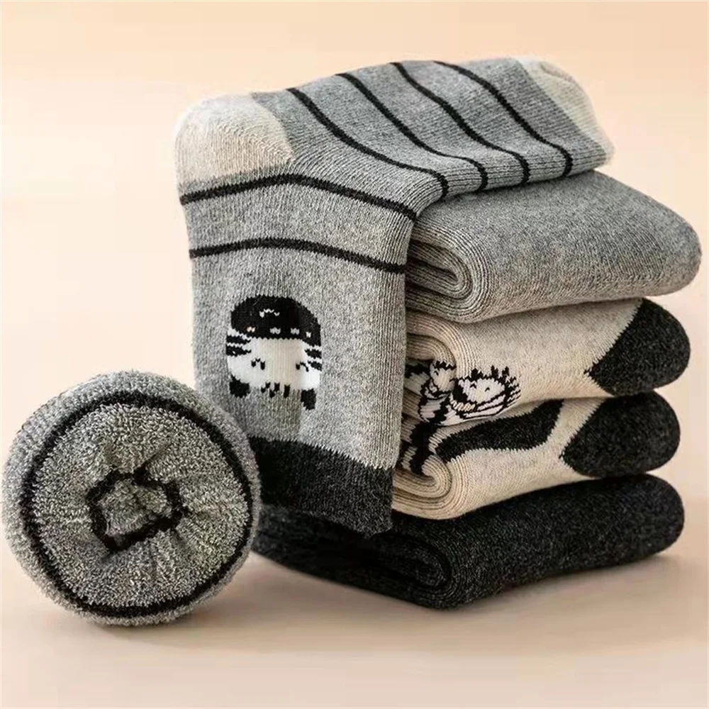 5 Pair/Set Autumn and Winter Children Boys Girls BabyThickened Warm Socks Cute Leisure Sports Socks 3 To12 Years Kids