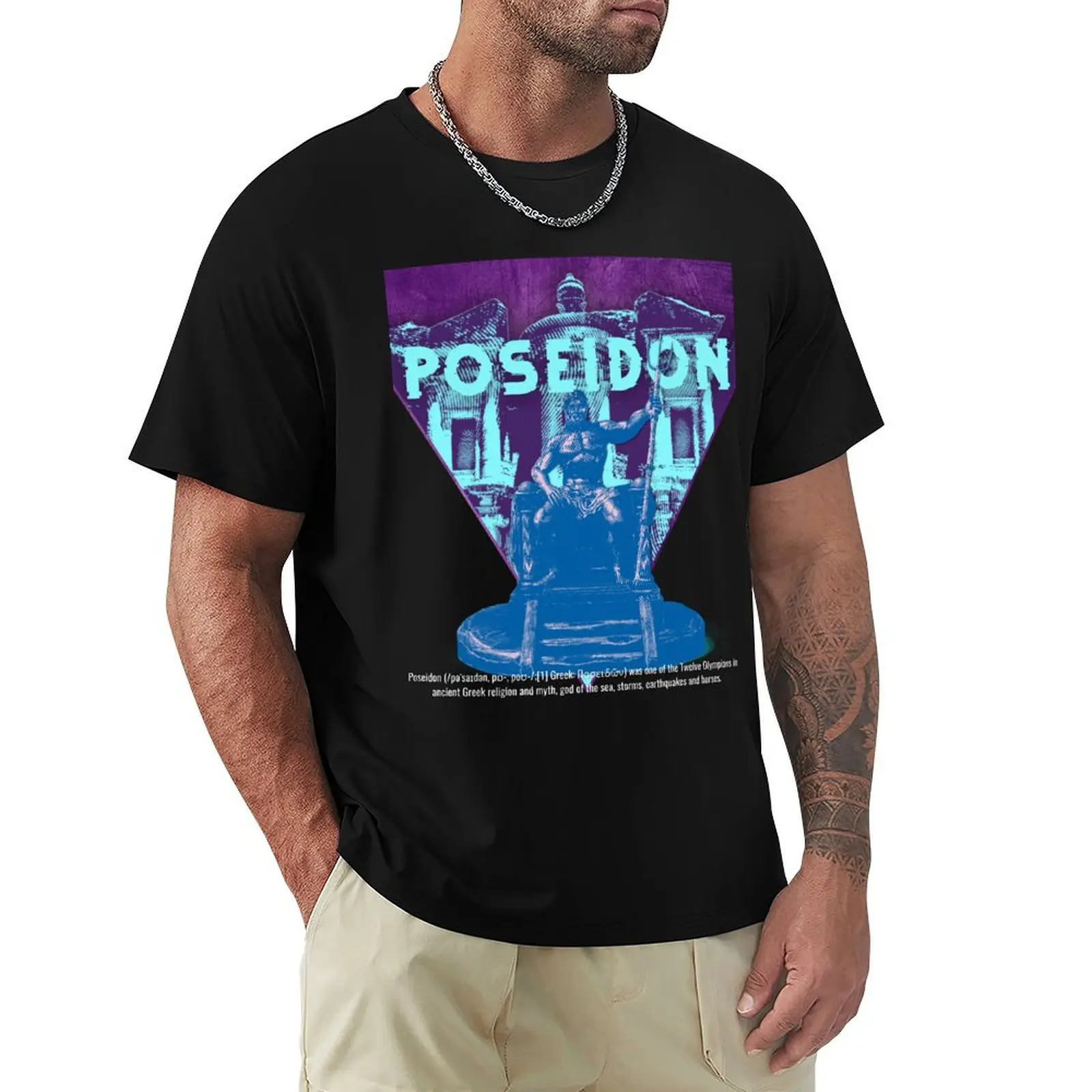 

Poseidon with a Trident Greek God Mythology T-Shirt vintage Blouse tshirts for men