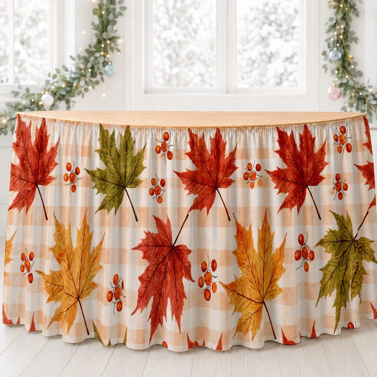 Tablecloth - Autumn - Maple Leaves - Plaid - Warm - Family Gathering - Thanksgiving - Halloweenxzj