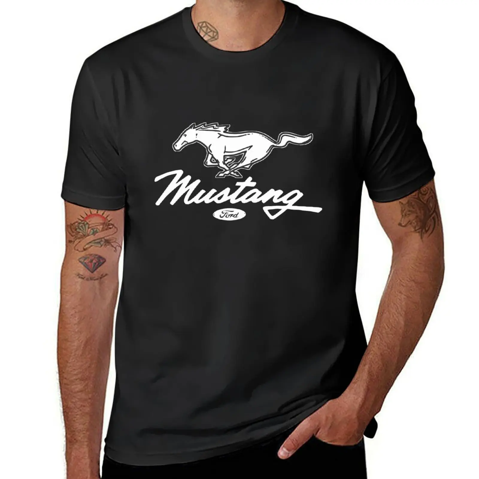 Mustang Pony Script T-Shirt graphics customizeds workout shirts for men