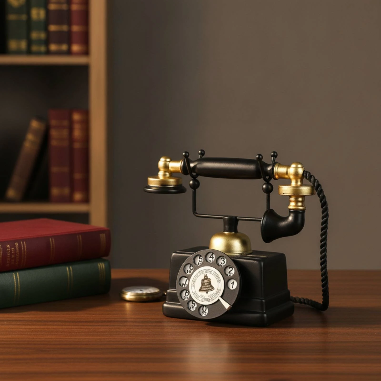 Vintage Rotary Telephone Ornament Decorative Retro Telephone Decor Rotary Phone Model Antique-Style for Home Decorators view 6