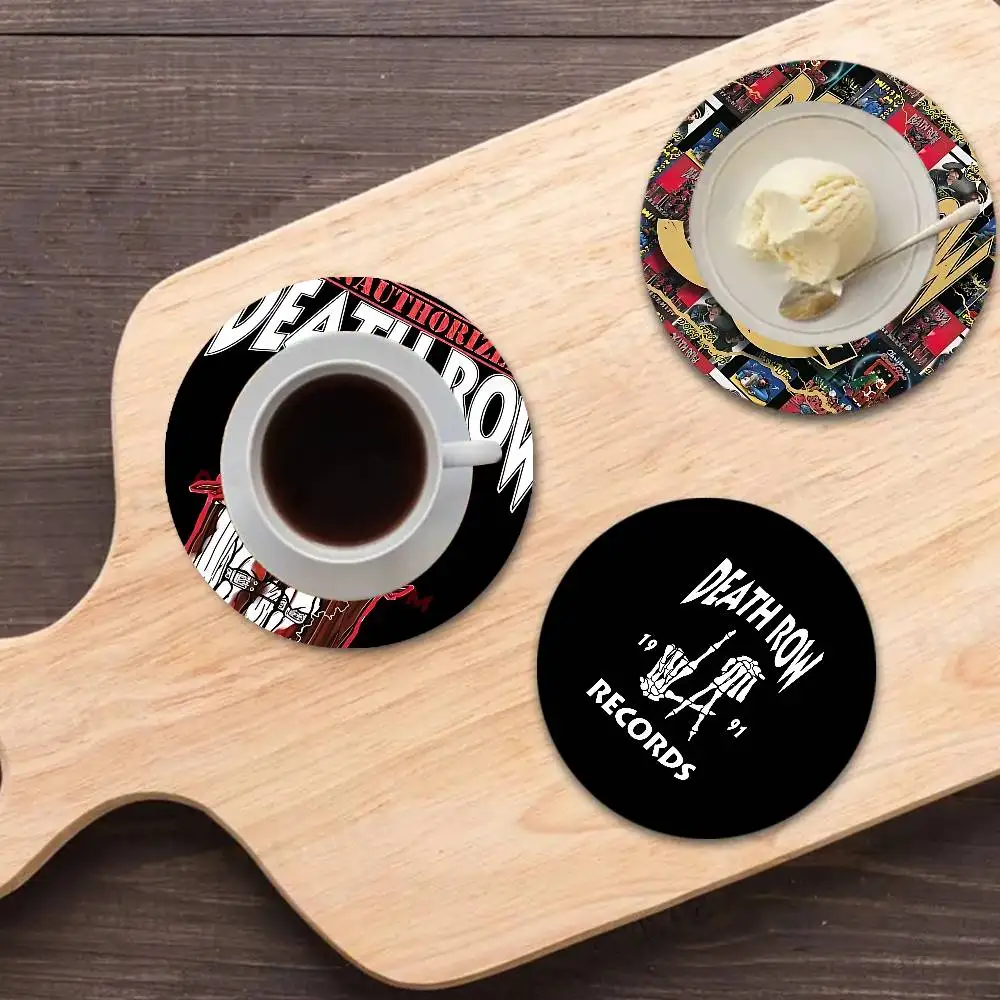 D-Death RowS Records Coasters Suitable for daily family gathering decoration, kitchen, anti-slip wooden coasters