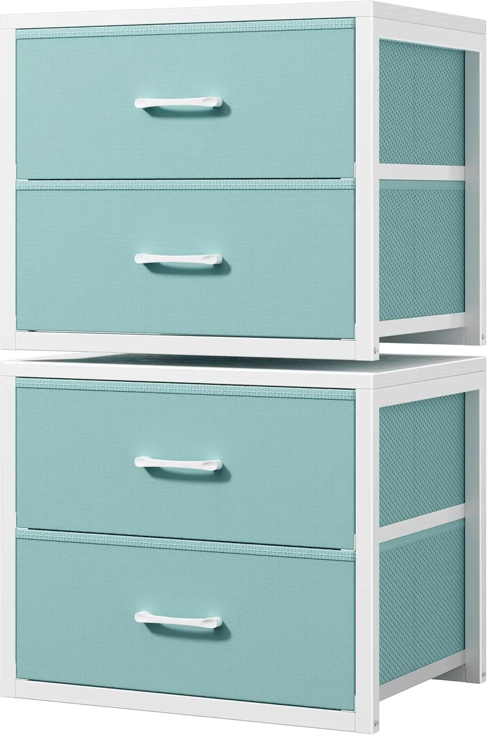 

Stackable Storage Drawers Closet Organizers and Storage Fabric Blue 2 Drawer Dresser for Bedroom 2 Packs Modern