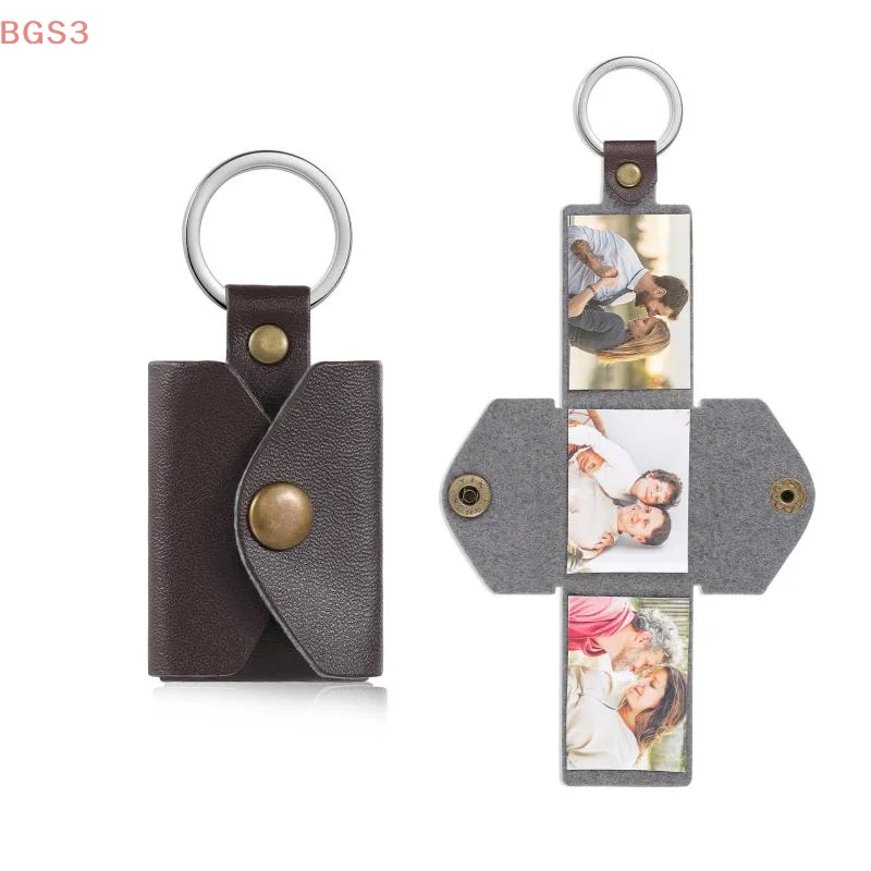 

Personalized Creative Photo 1 Inch PU Leather Storage Bag Pendant Keychain Gifts