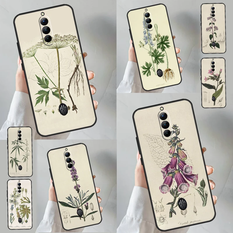 Botanical Drawings Flowers Plants Case For ZTE Nubia Red Magic 6 7 8 Pro Plus Soft Cover For Red Magic 6S 7S Pro 5G 5S 6R