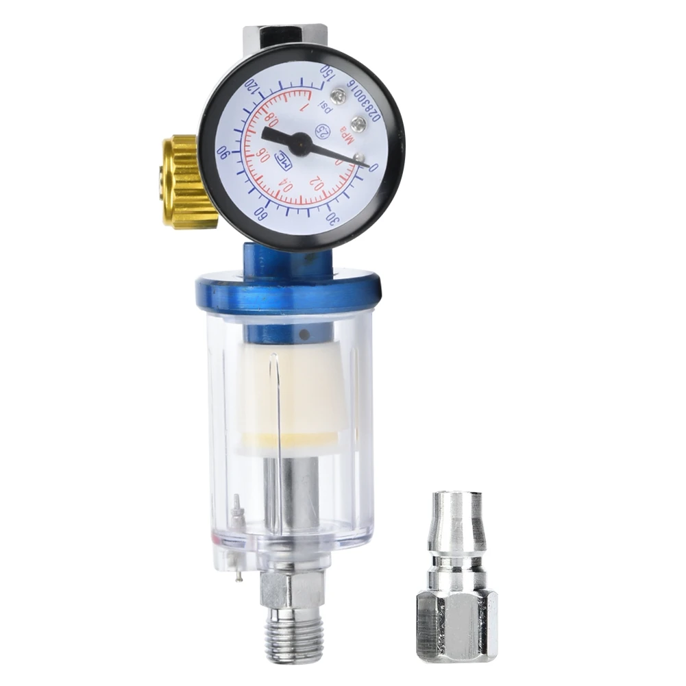 1/4in Air Inlet Pressure Regulator Inline Water Oil Trap Filter Separator for Spray Gun Tool