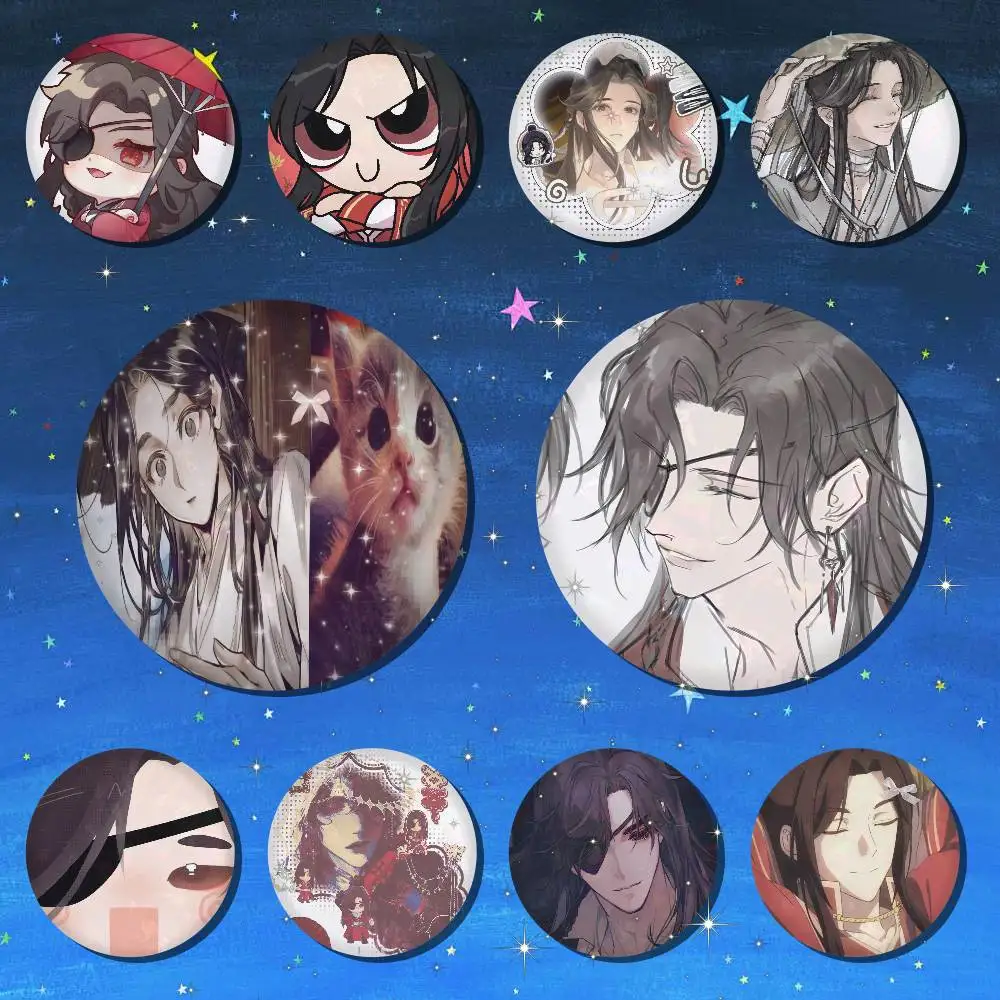 Anime Heaven Officials Blessing Creative Round Button Pins Badge Set Cartoon Anime Movie Music Pattern Brooches For Bags Jackets