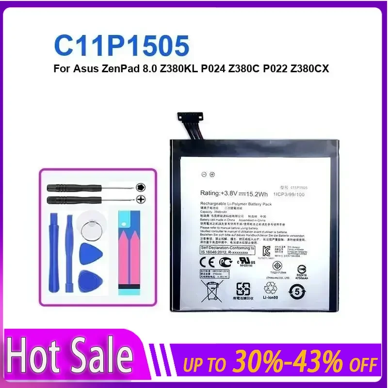 

Tablet Battery 3948mAh For Asus ZenPad 8.0 Z380KL P024 Z380C P022 Z380CX C11P1505 long-lasting and replaceable battery