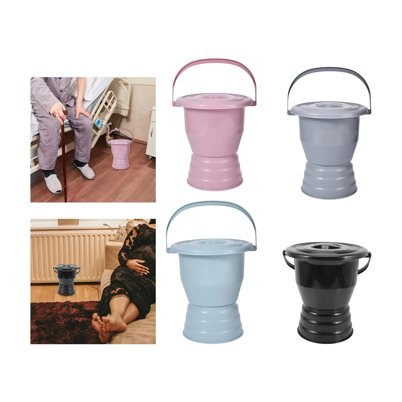 Thickened Chamber Pot with Lid Handle for Women Men Night Urine Bucket Portable Bedside Commode Spittoon for Home Use