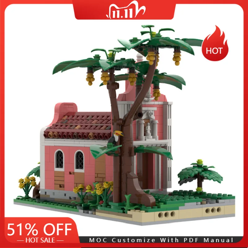 

1146 шт. MOC, вид на улицу, модульный мини-матросская часовня, строительный блок, образовательная сборка, детские игрушки, подарки на день рождения