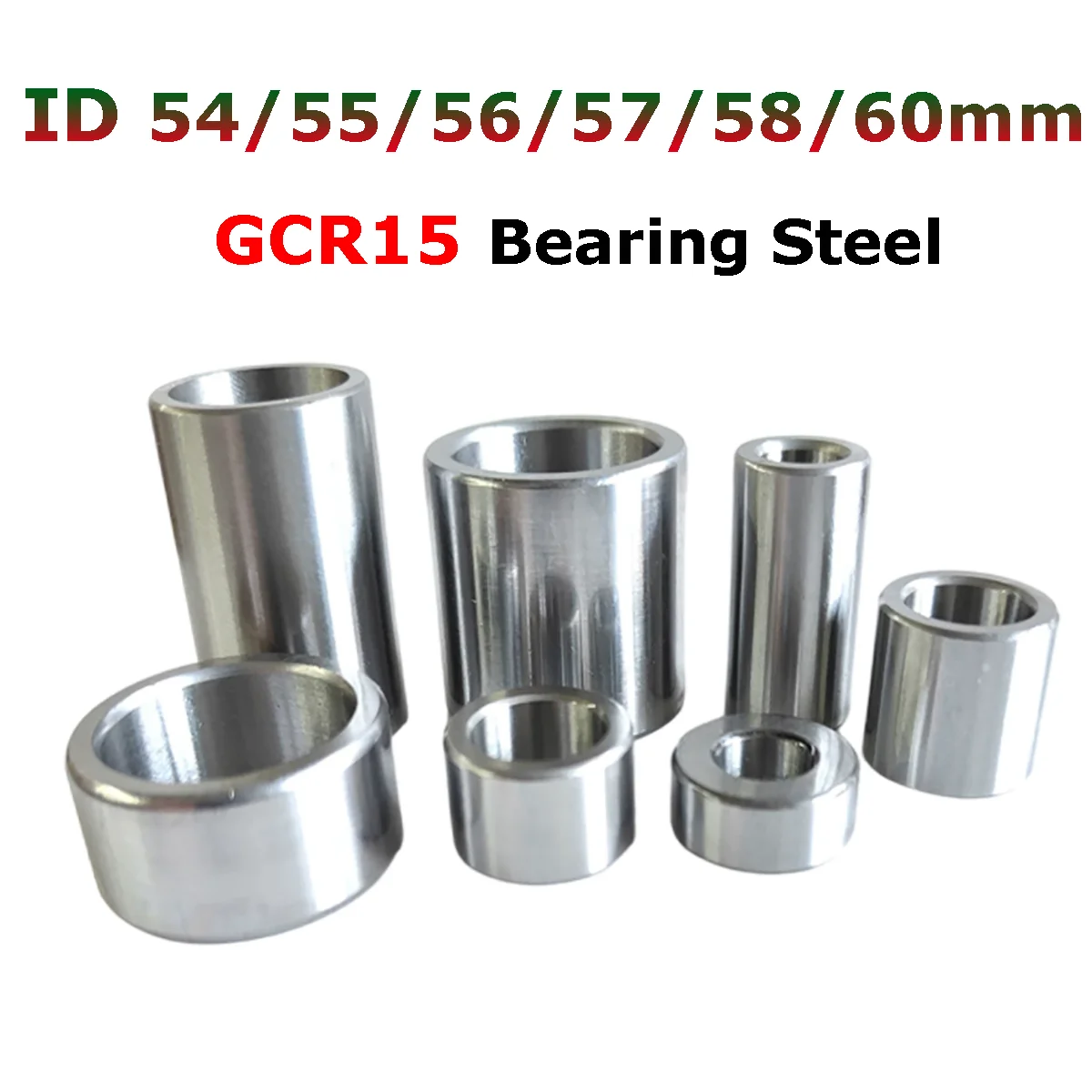ID 54/55/56/57/58/60mm GCR15 Bearing Steel Bushing Round Hollow Unthreaded Stand-off Spacer Wear Resistant Guide Sleeve L=15-150