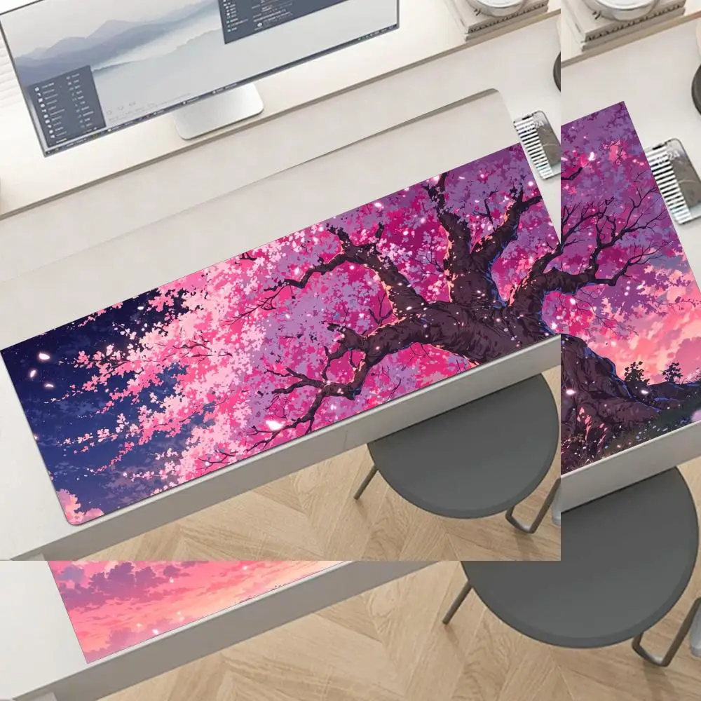 Tapis de souris arbre de fleurs de cerisier tapis de souris de jeu antidérapant multi-tailles Gamer e-sports tapis de souris jeu clavier mécanique tapis de bureau XXL