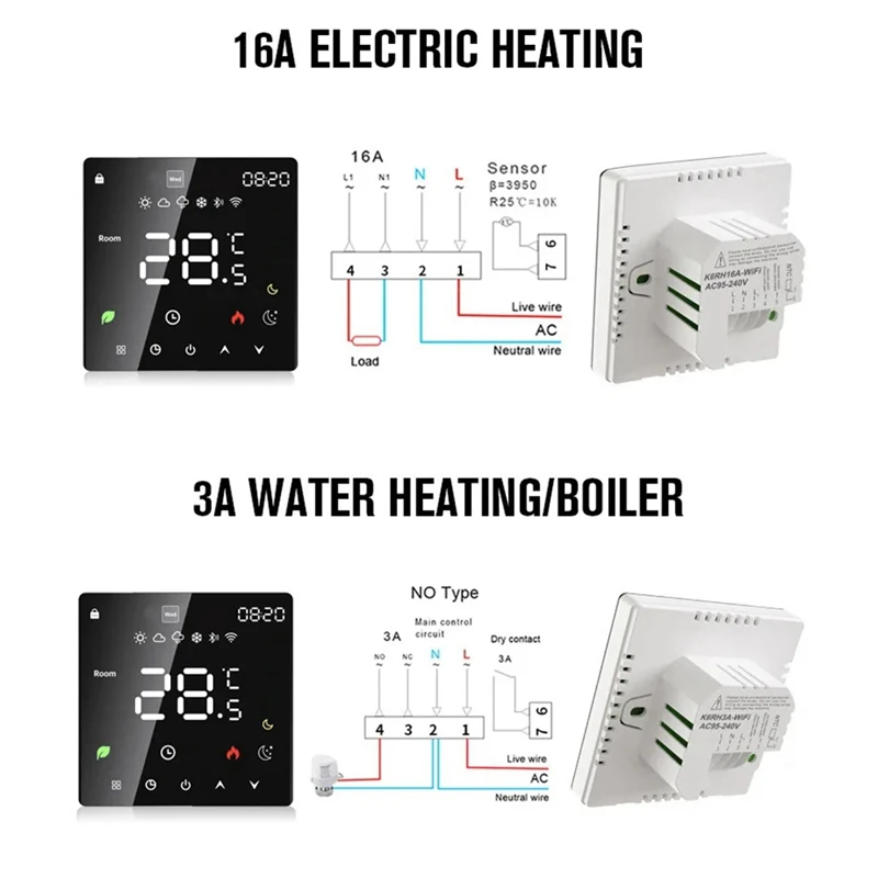 Novo tuya wifi termostato inteligente piso elétrico aquecimento de água temperatura controle remoto para google casa alexa