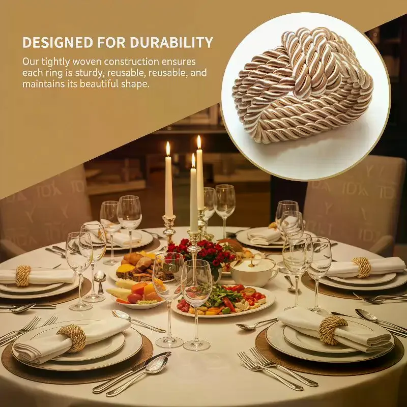 Circle Woven Rope Napkin Ring Christmas Decoration Solid Color Napkin Buckle Restaurant Bar Wedding Home Table Accessories