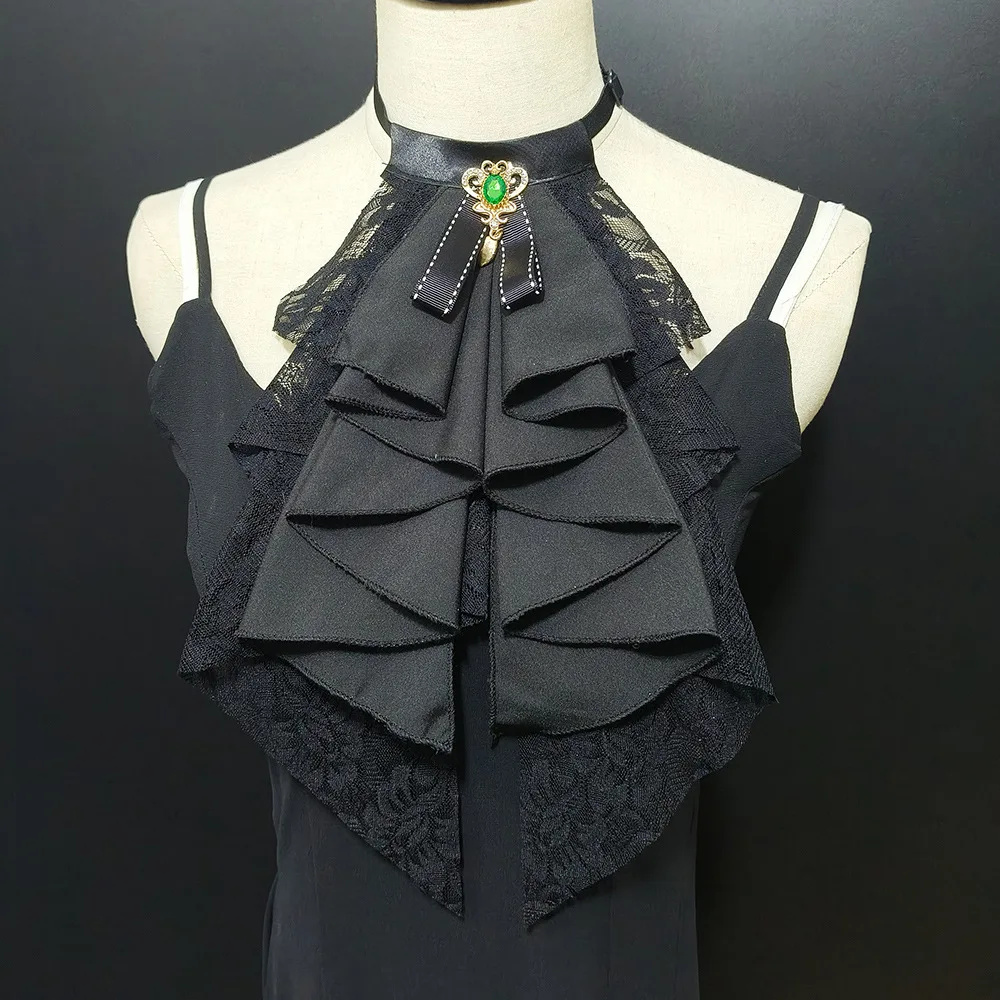 Neck Collar Victorian Ruffle Lace Detachable Jabot Faux Collar Necktie for Evening Party Dress Decorative Renaissances Costumes1