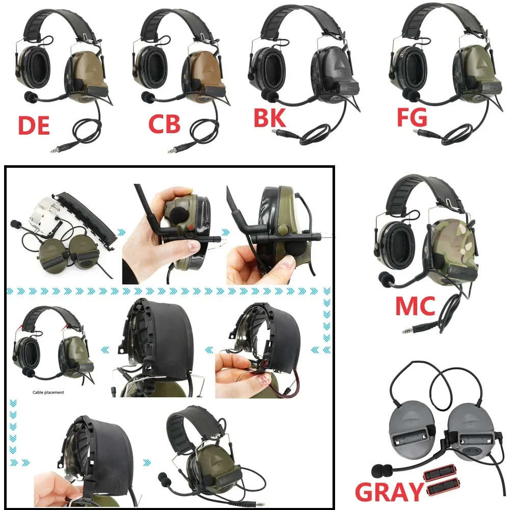 Imagem -06 - Tac-sky-rádio Headband Tático Headconjunto Comtac ii Proteção Auditiva Eletrônica Tiro Headband Rádio Multac Versão Tática ts