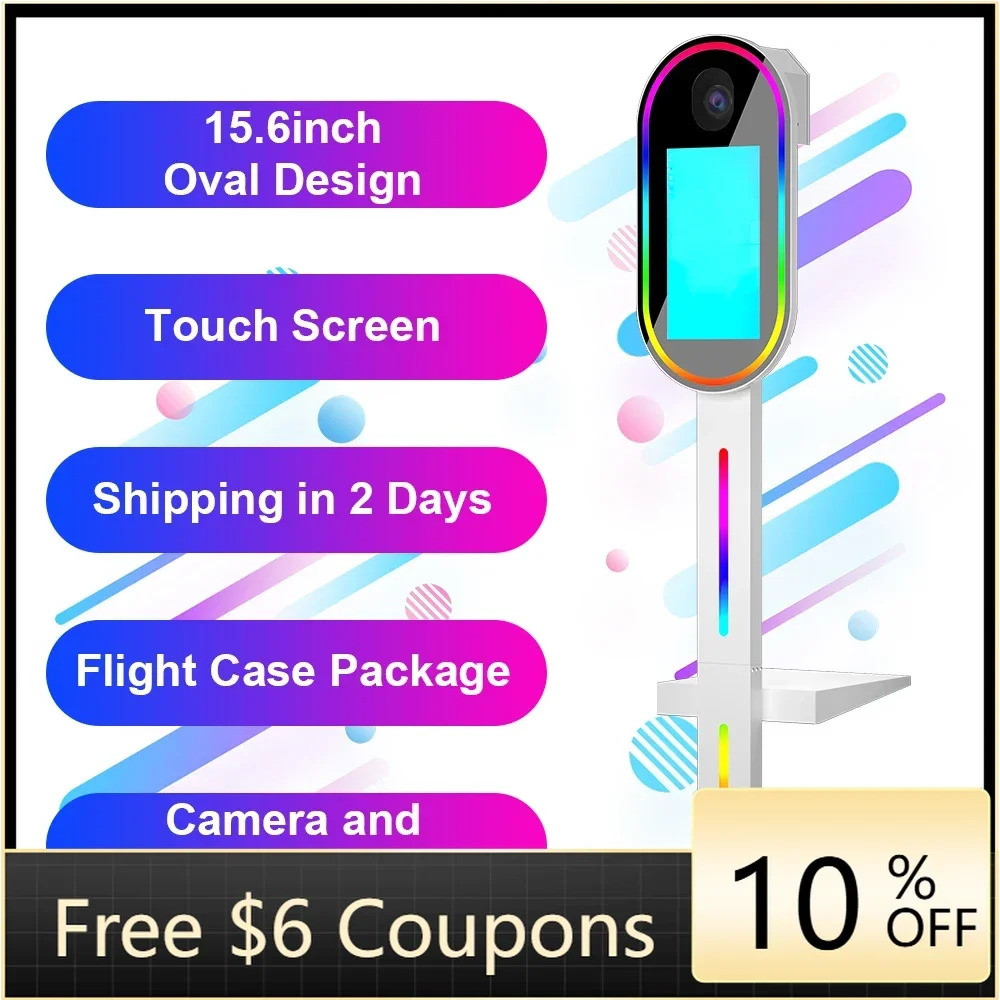 

DZ WJW CJM Advanced customized products 15.6inch Oval Photo Booth Mirror Dslr Photobooth Machine Touch Screen Selfie Ma