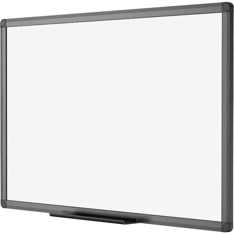 Magnetic Dry Erase White Board, 48 X 36 Inches, Black Aluminium Frame