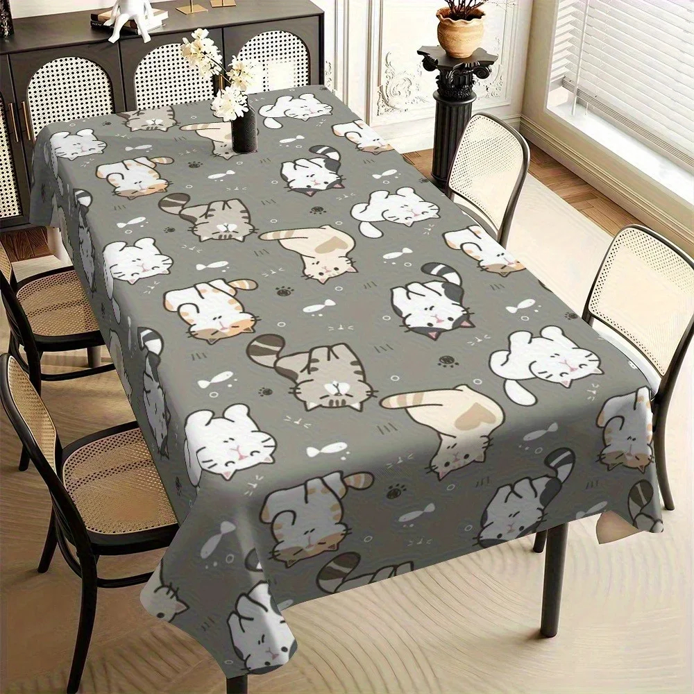 Creative Cat Planet Theme Tablecloth - Ideal Choice for Home Decoration - Polyester Fiber Tableclothxzj