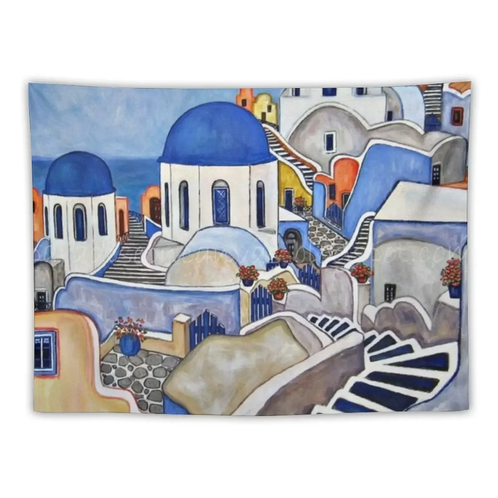 

beautiful Greece illustration Tapestry Aesthetic Home Decor Bedroom Decor Aesthetic Bedrooms Decor Tapestry