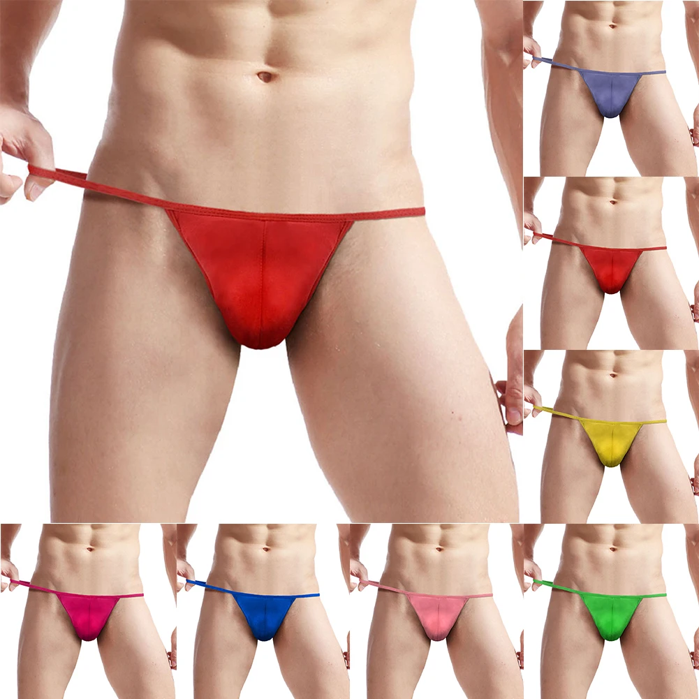 Mens Ice Silk Bikini Underwear Soft Pouch Thongs G-string Panties T-back Stretch Knickers Briefs Underpants Hombre Jockstrap