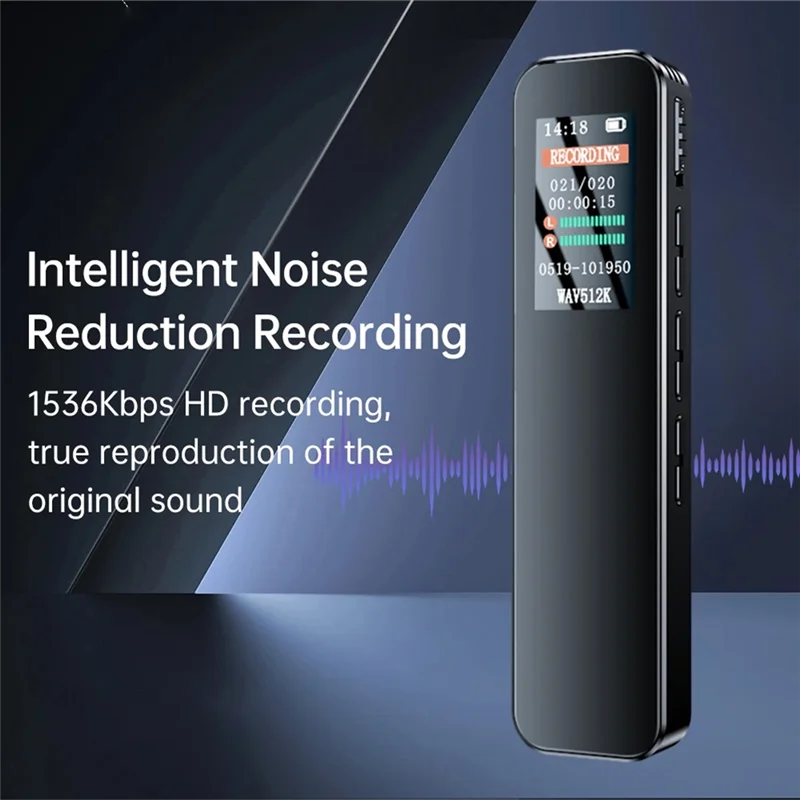 M16K-64GB Digital Voice Recorder Noise Reduction Record Payback MP3 Music Player Activated Record 1536KBPS HD Recording Kit