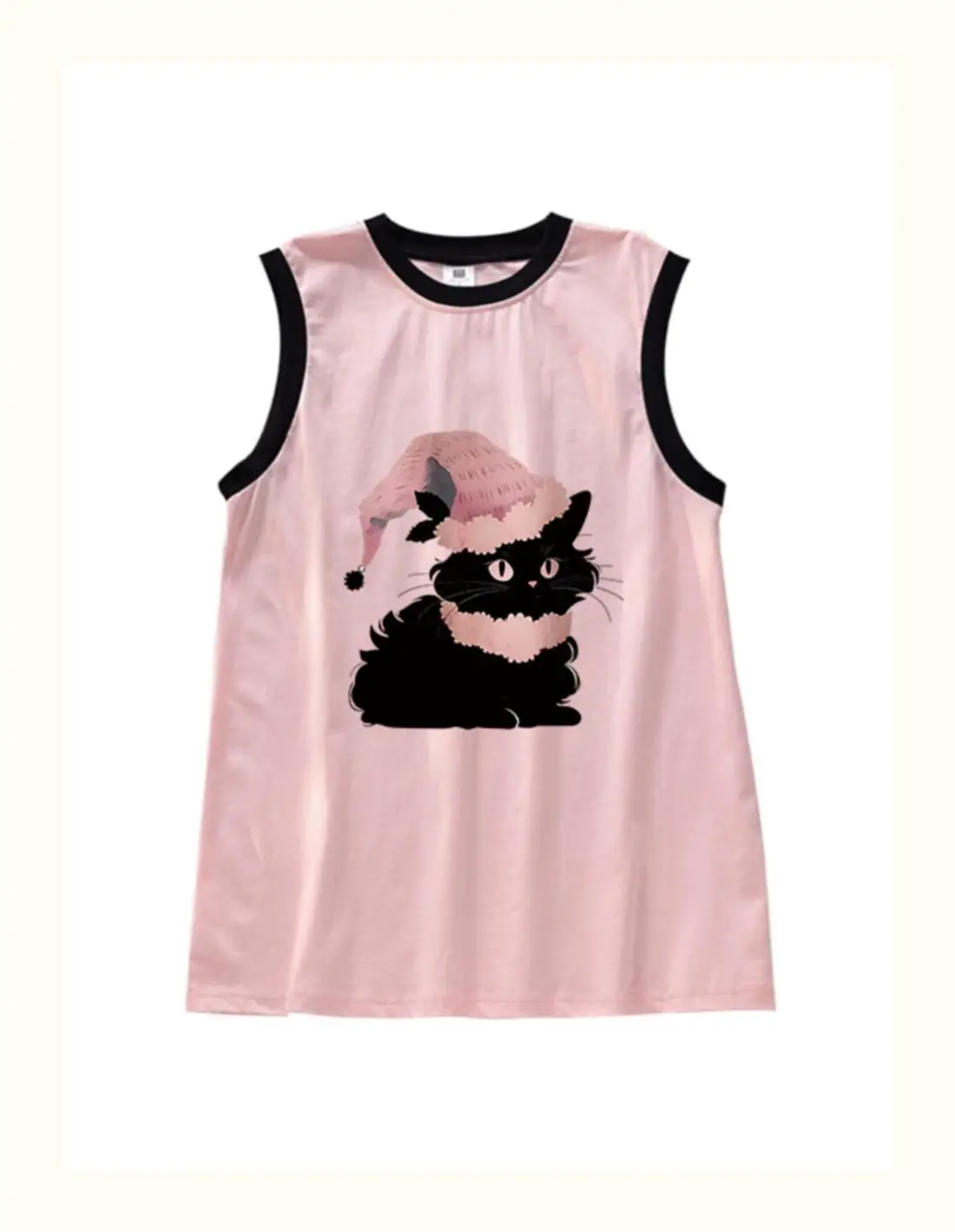Korean Style Powdered Black Sleeveless Jacket Top For Women Hip Hop Fashion Brand Summer Clothes For Girlfriends Loose Top