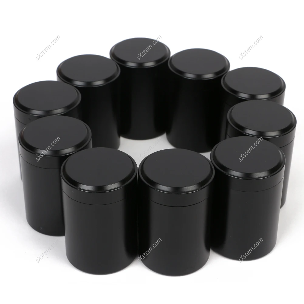 10pcs Black Portable Stash Jar-Airtight Smell Proof Durable Multi-Use Aluminum Herb Container DIY Candle Aromatherapy