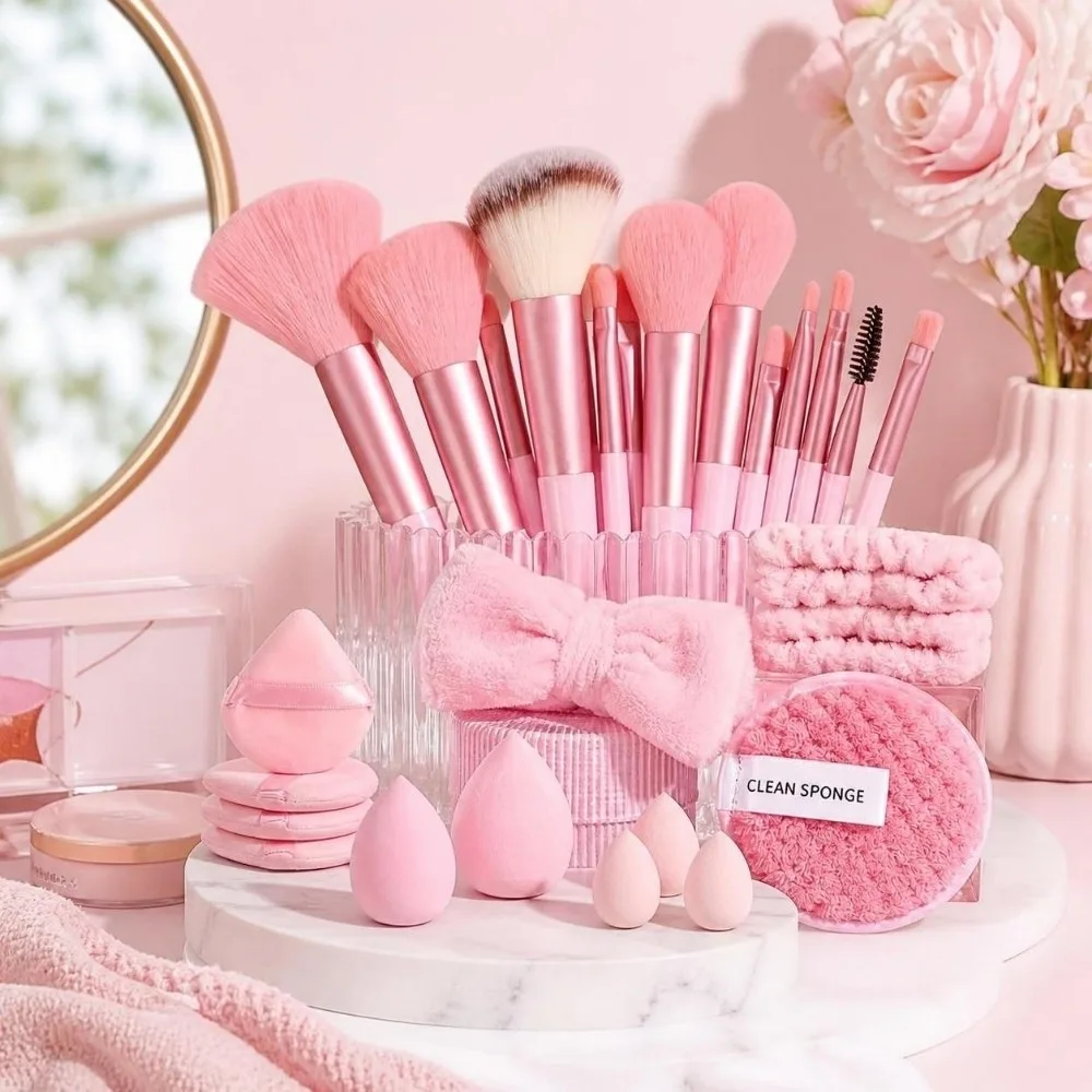 33pcs Soft Bristles Makeup Brush Set High Quality Fluffy Professional Makeup Brushes Complete Set for Beginners Contour Brush