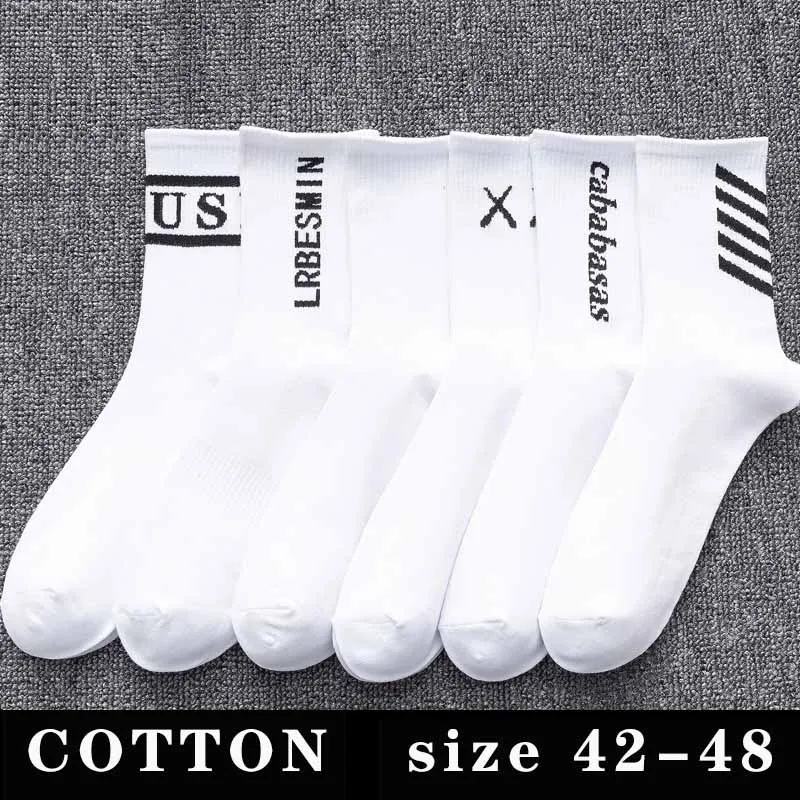 Men's Cotton Socks Large Big Plus Size 45 46 48 Business Short Socks White Classic Sox Hip Hop Meias Calcetines Hombre Male Soks