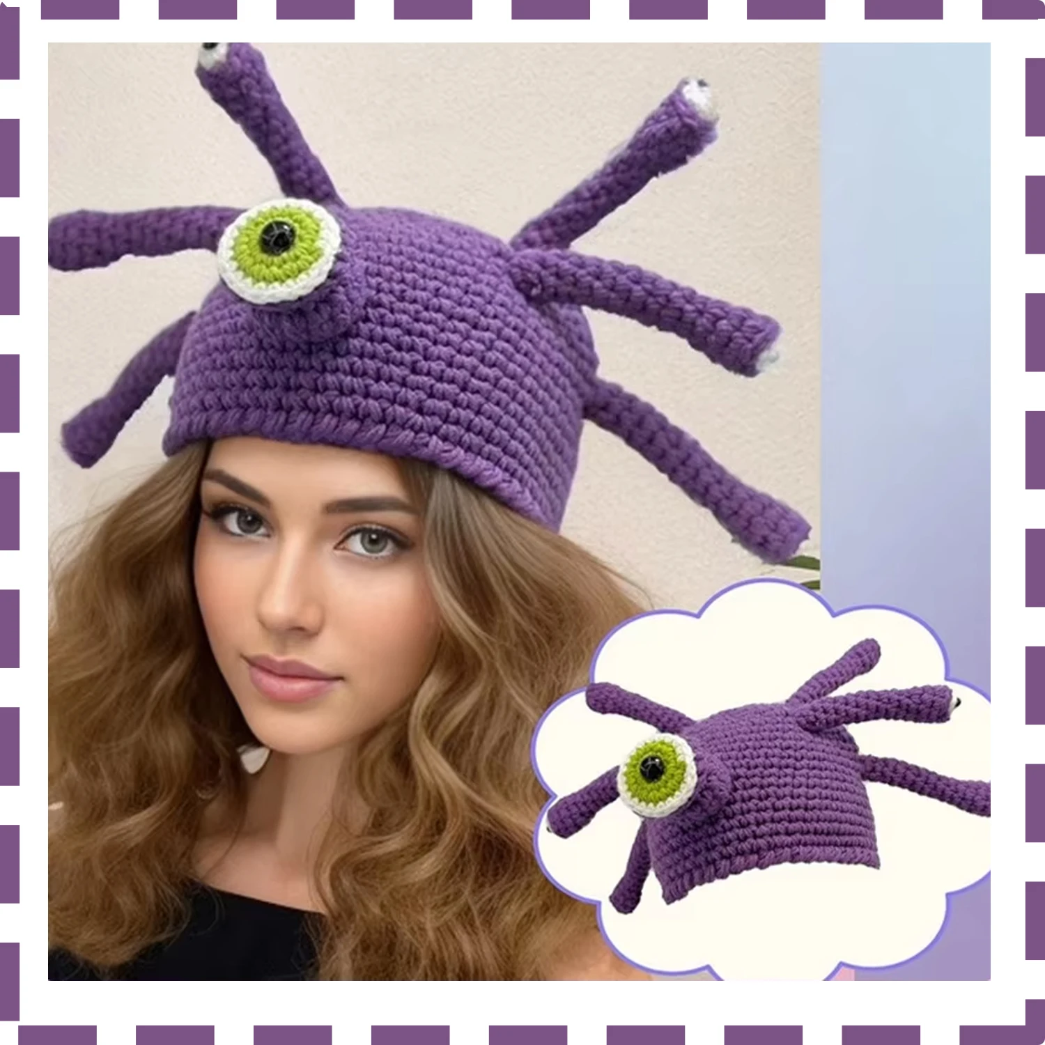 Cartoon Funny Halloween Hat Cute Octopus Cover Head Cap Three-dimensional Shape Knitted Wool Hat Winter Skullies Beanies Bonnets