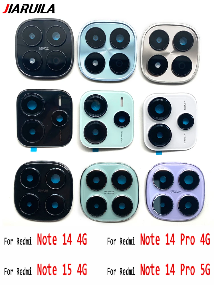 1 sztuka, NOWA osłona szklanej soczewki tylnej kamery z ramką, część zamienna do Xiaomi Redmi Note 14 Pro 4G 5G Note 15 4G — zdjęcie produktu 7