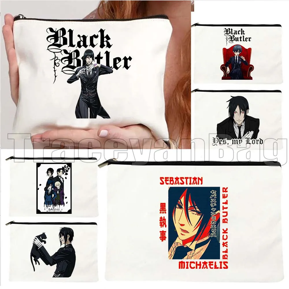 

Anime Sebastian Michaelis Japanese Black Butler Simply One Hell Of A Butler Cosmetic Makeup Toilet Bag Pencil Case Zipper Pouch