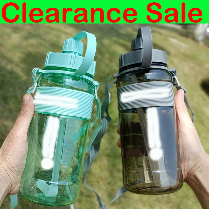 Clearance Sale Outlet Wholesale Pirce 1000ml Healthy Life Nutrition Plastic Sports Water bottle with Straw rope