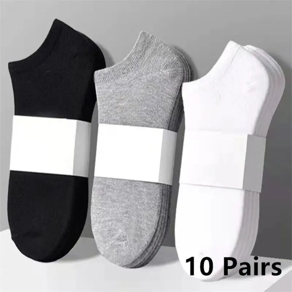 Chaussettes respirantes en polyester pour hommes, bas d'affaires, noir, blanc, gris, bateau, mode masculine, nouveau style