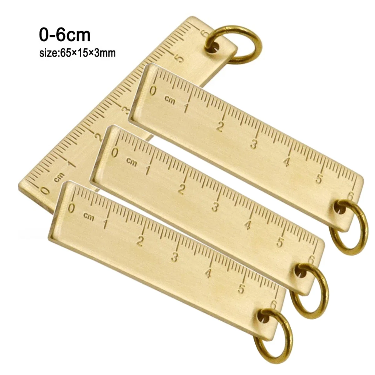 

4pcs Straight Ruler 6cm Small Copper Ruler 3mm Thickened Brass Metal Measuring Tool Key Pendant Manual Measuring Instruments Kit