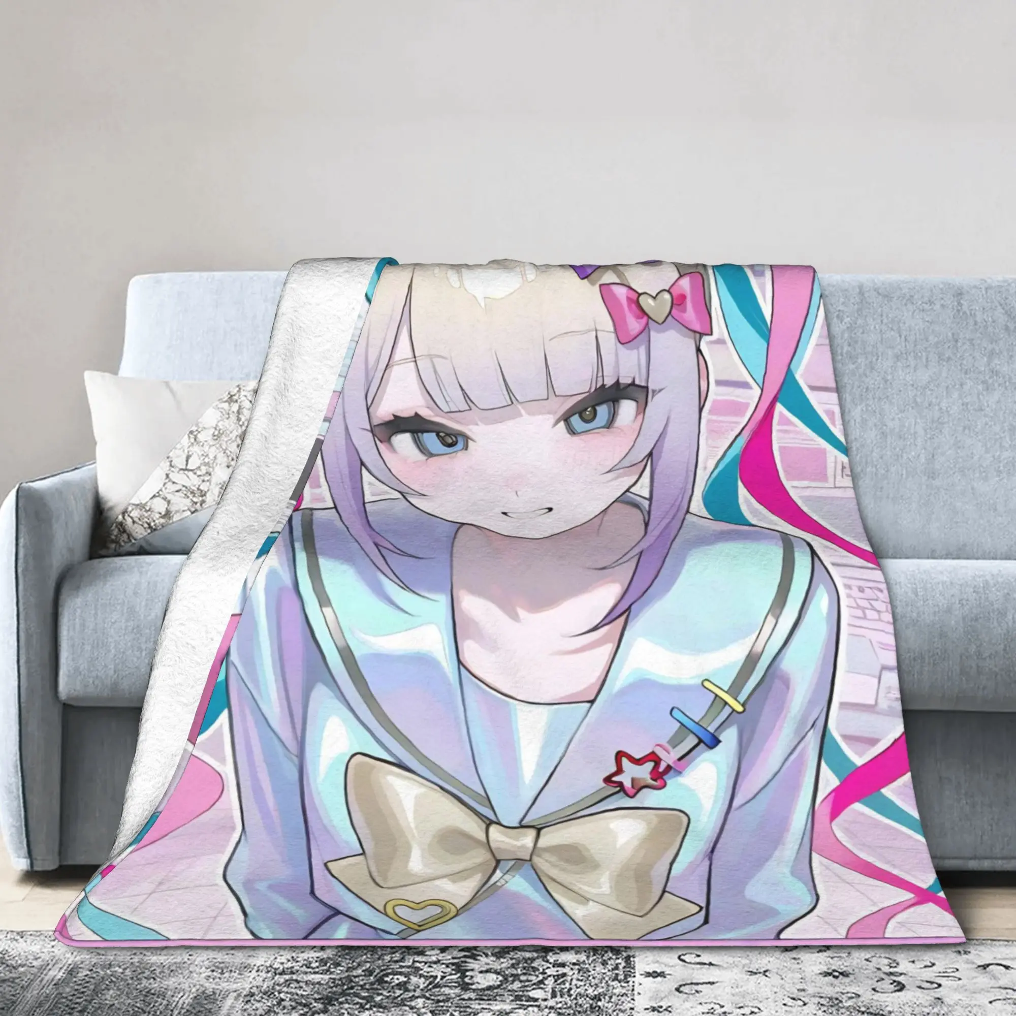 OMG kawaii Angel Blankets Flannel Textile Decor Needy Girl Overdose Multi-function Soft Throw Blankets for Home Couch Rug Piece