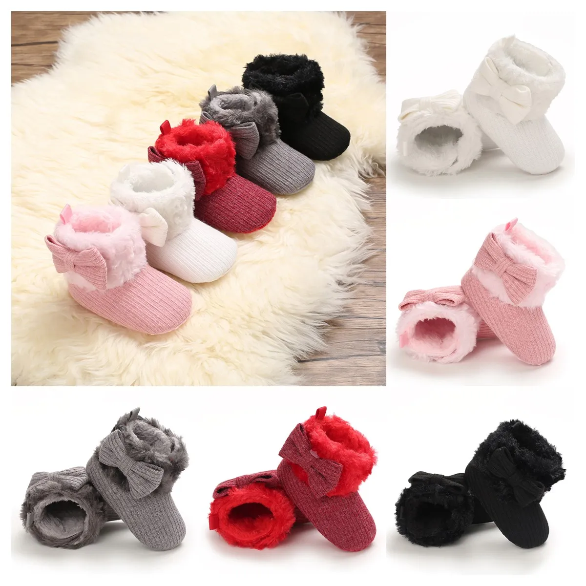 New Winter Newborn Baby Anti Slip Walking Shoes Comfortable And Cute Baby Bow Warmth Corduroy Cotton Shoes