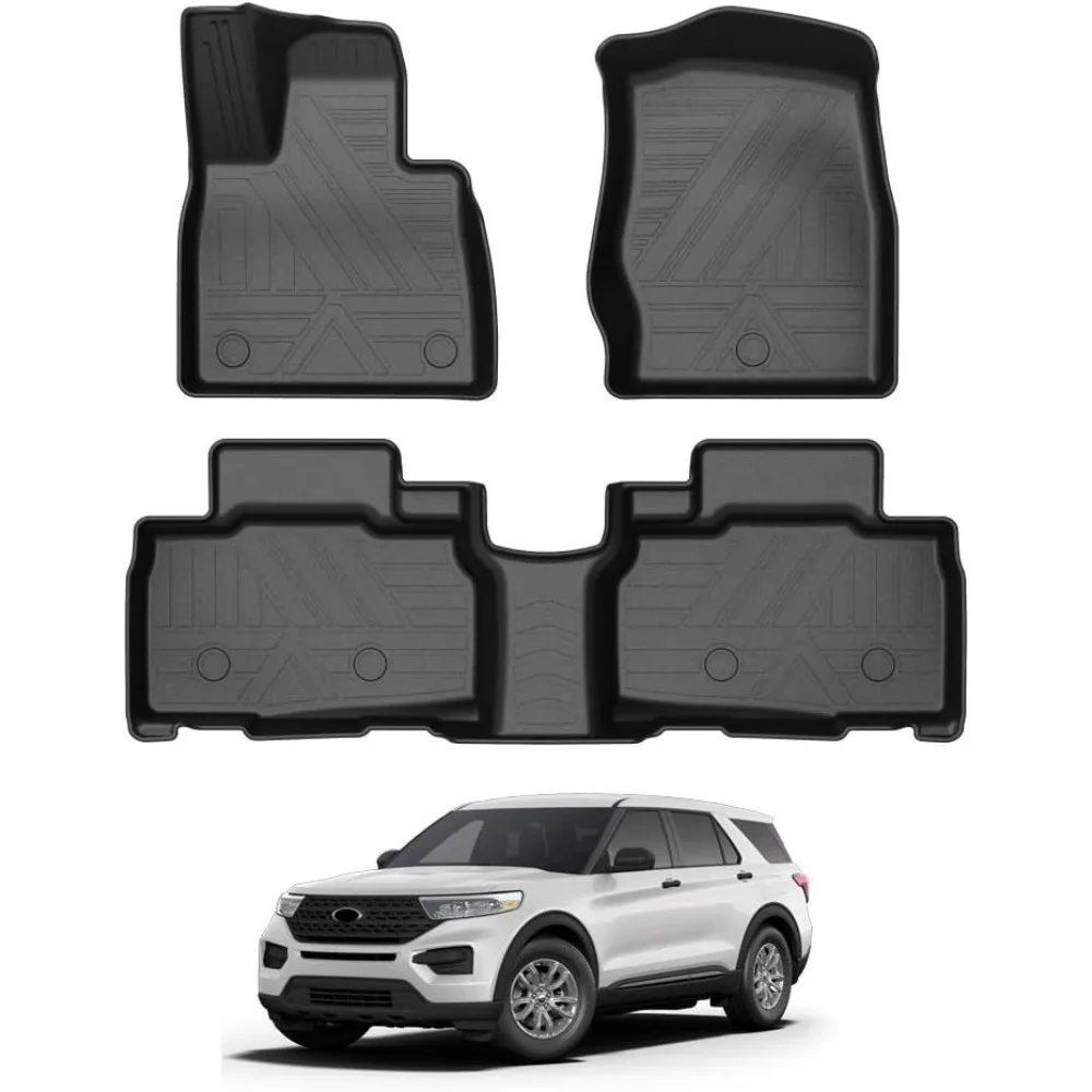 

US Floor Mats for Ford Explorer 2020-2024 (Fits 6 and 7 Passenger Models), All Weather Floor Liners, TPE Car Mats Front