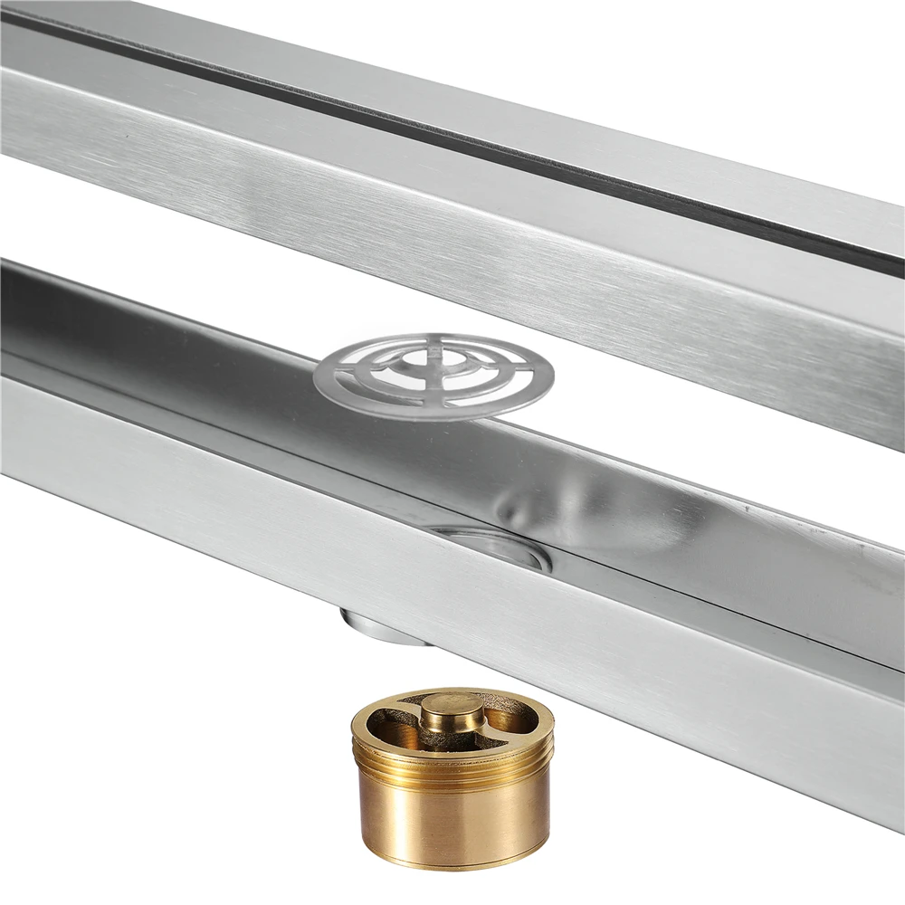 مصفاة شعر دش الحمام المصارف الفولاذ المقاوم للصدأ نحى/أسود/ذهبي/رمادي شريط طويل خطي مضاد للرائحة استنزاف الأرضية #4