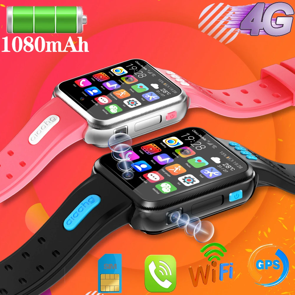 

4G GPS Wifi Location LBS Student Dual Cameras Video Call Children Smart Watch Android System App Install Smartwatch SIM Card