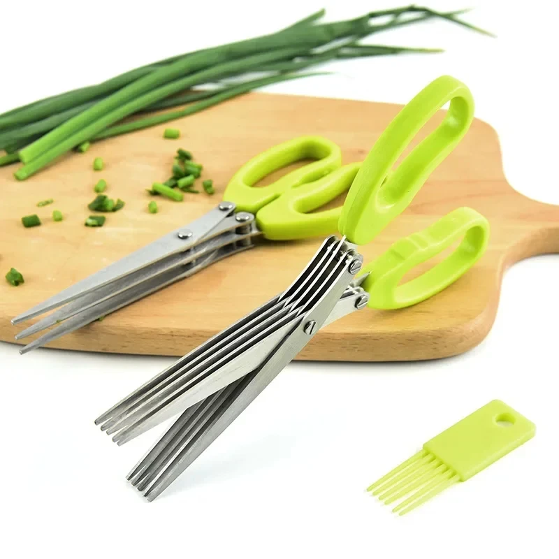 Imagem -06 - Multi-funcional Tesoura de Cozinha Camadas Pimenta Shredded Chopped Scallion Cutter Laver Cut Cooking Ferramenta Aço Inoxidável